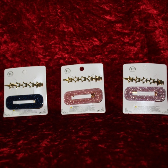 Glitter Resin & Stars Barrettes "Love" HairPin Set - Picture 7 of 7